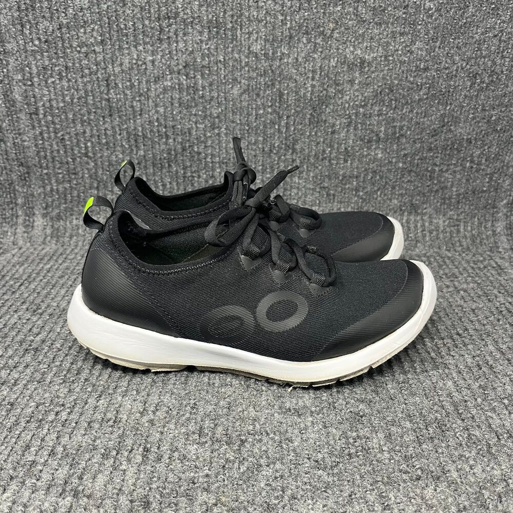 OOFOS Black Athletic Lace-Up Slip-On Shoes with White Sole